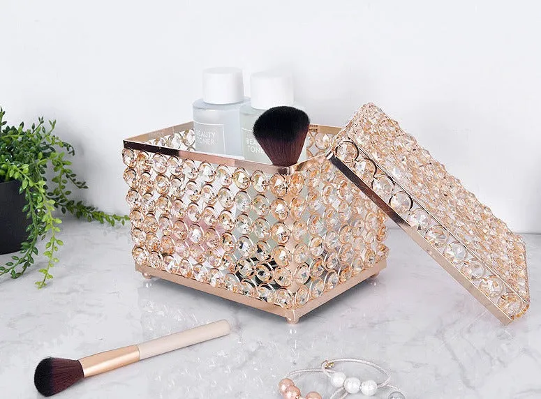 Luxury Style Crystal Glass Transparent Small Exquisite Cosmetics and Skin Care Product Storage Box