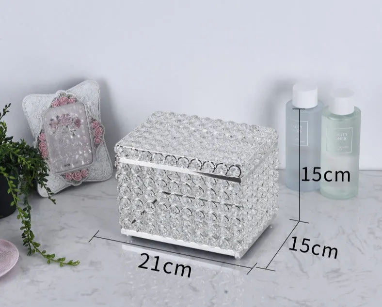 Luxury Style Crystal Glass Transparent Small Exquisite Cosmetics and Skin Care Product Storage Box