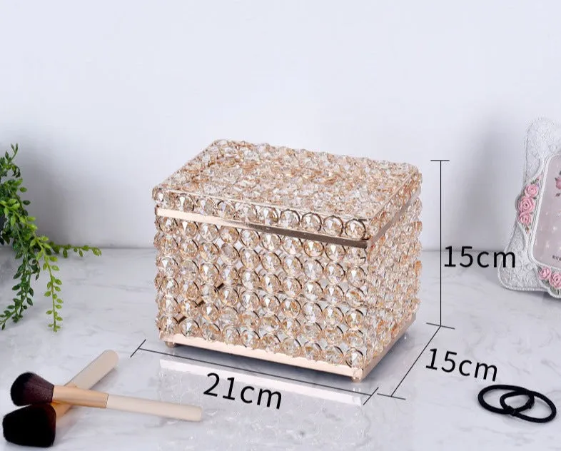 Luxury Style Crystal Glass Transparent Small Exquisite Cosmetics and Skin Care Product Storage Box