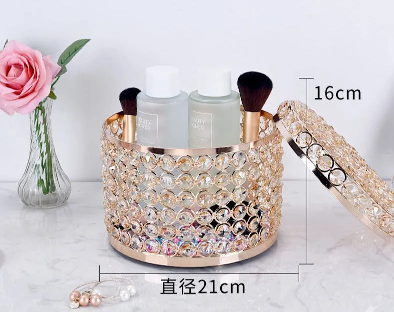 Luxury Style Crystal Glass Transparent Small Exquisite Cosmetics and Skin Care Product Storage Box