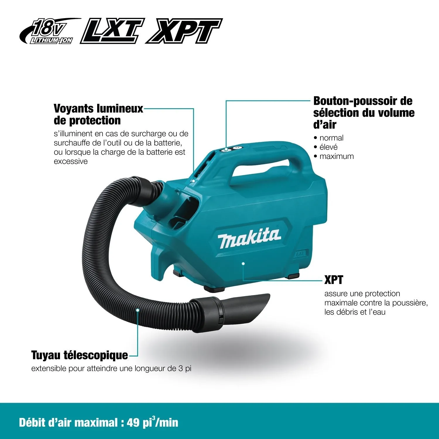 Makita DCL184Z - 18V LXT Vacuum Cleaner (500ml)