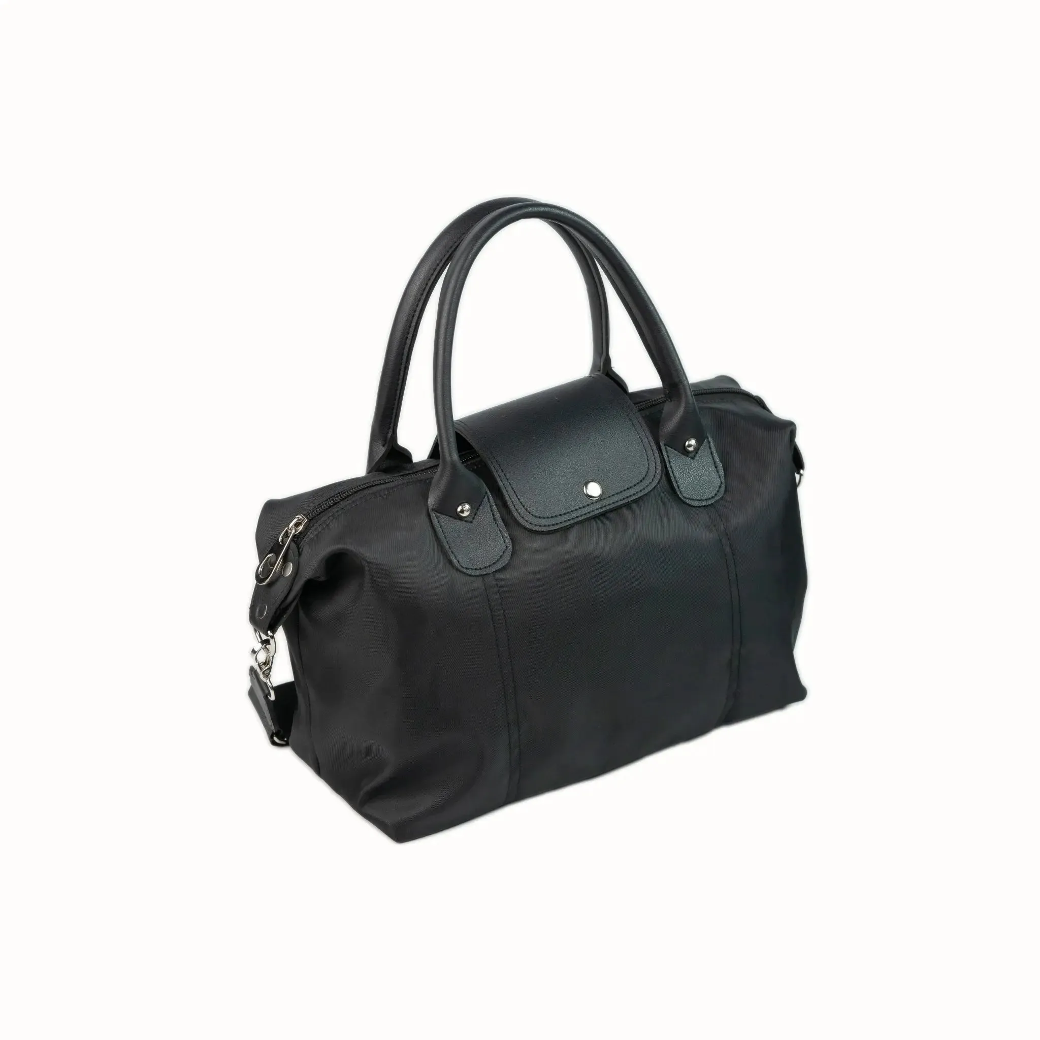 MARTHA Nylon Canvas Tote Bag in Black