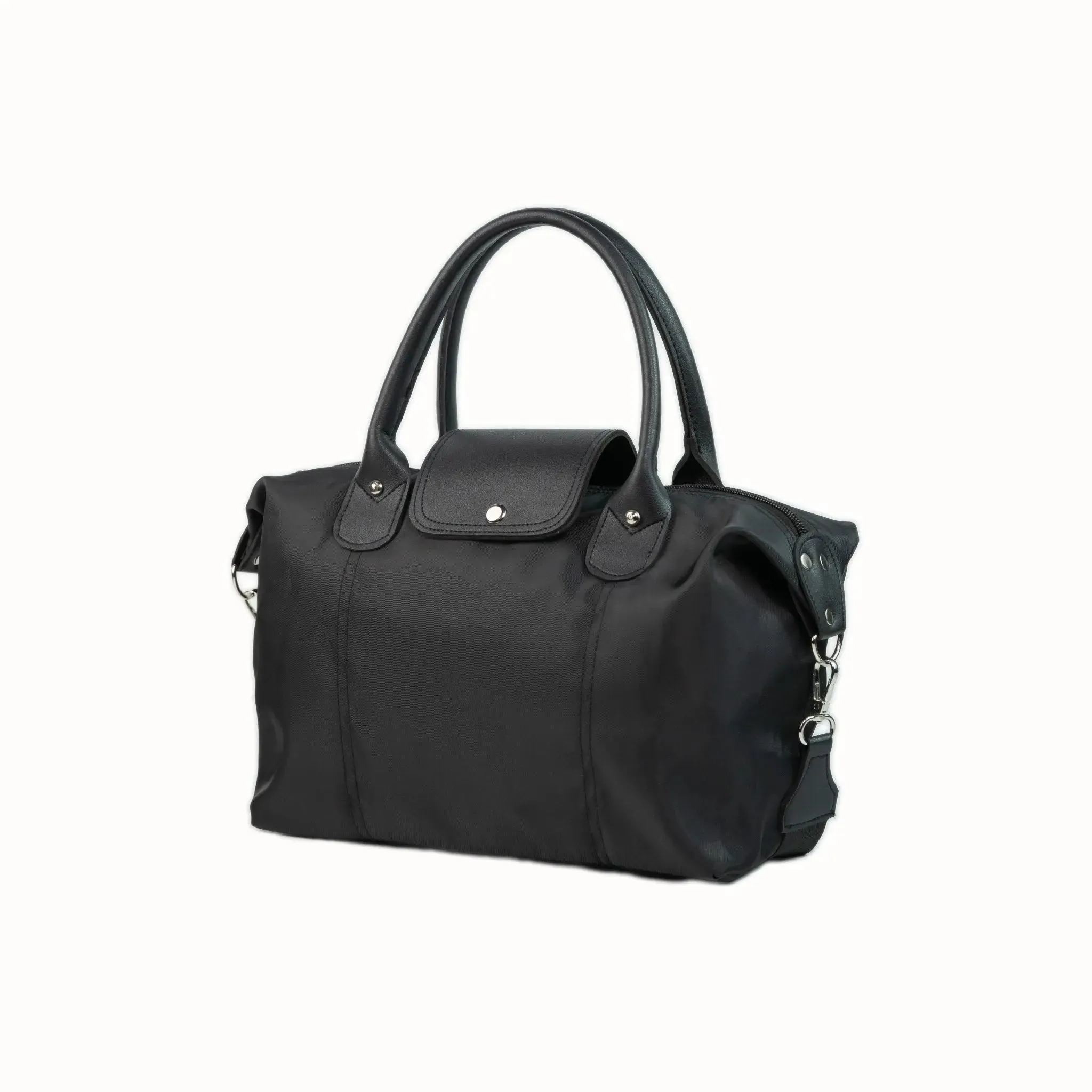 MARTHA Nylon Canvas Tote Bag in Black