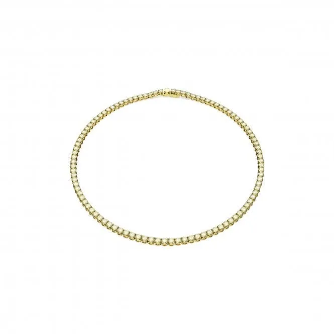 Matrix Gold-Tone Plated Yellow Round Cut Tennis Necklace 5661191