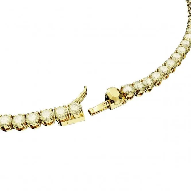 Matrix Gold-Tone Plated Yellow Round Cut Tennis Necklace 5661191