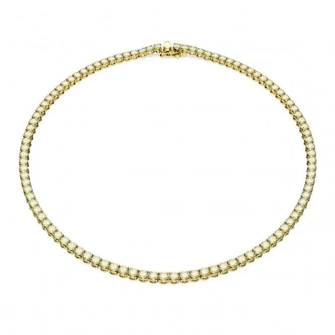 Matrix Gold-Tone Plated Yellow Round Cut Tennis Necklace 5661191