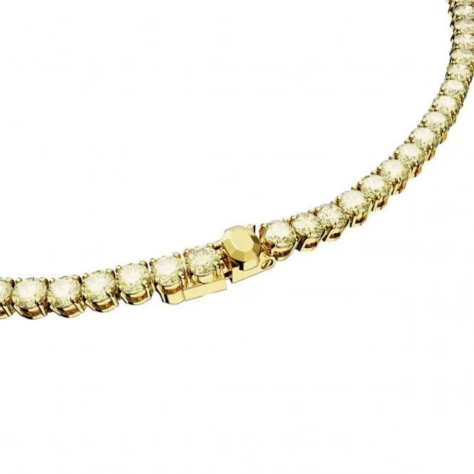 Matrix Gold-Tone Plated Yellow Round Cut Tennis Necklace 5661191