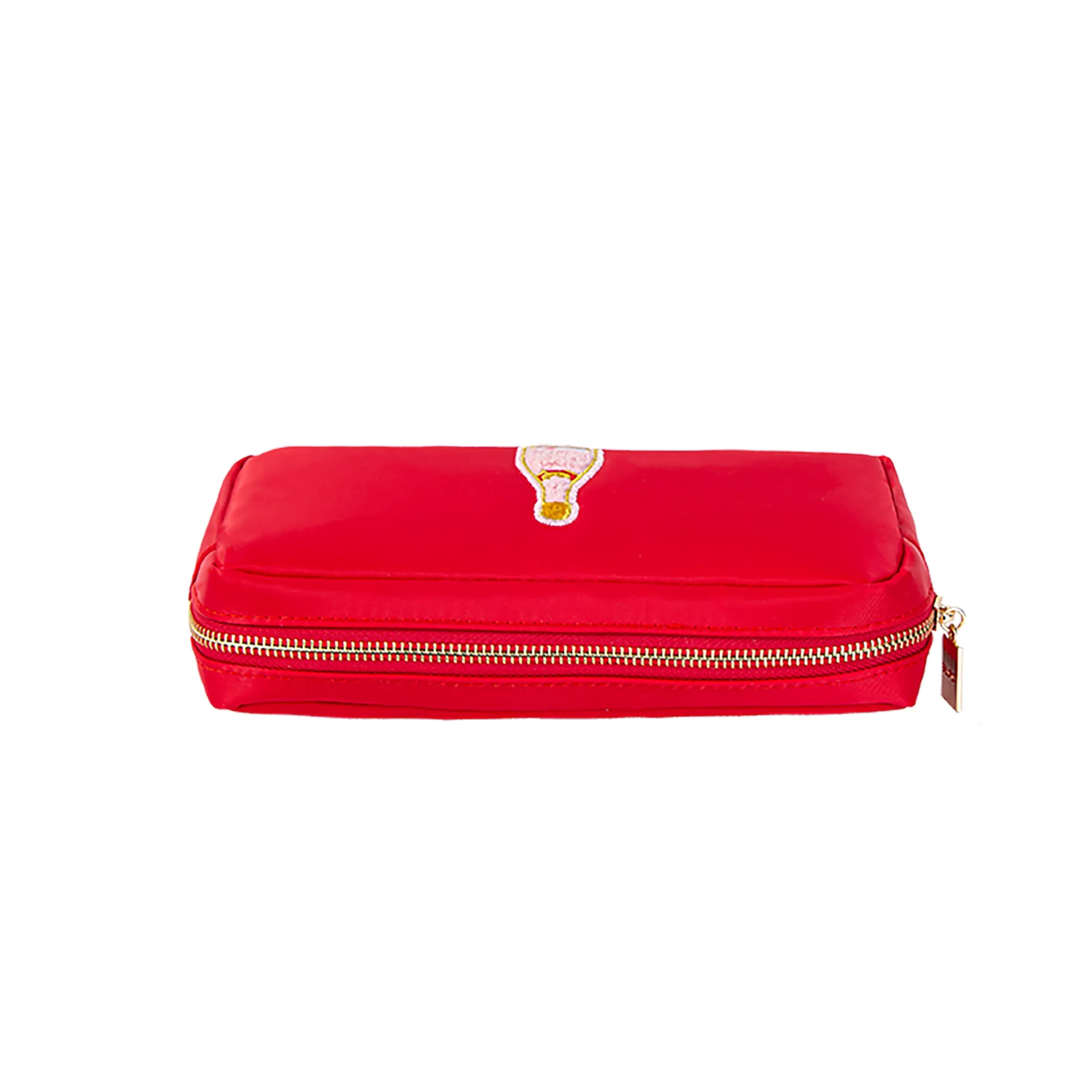 Medium Champagne Cosmetic Bag: Red