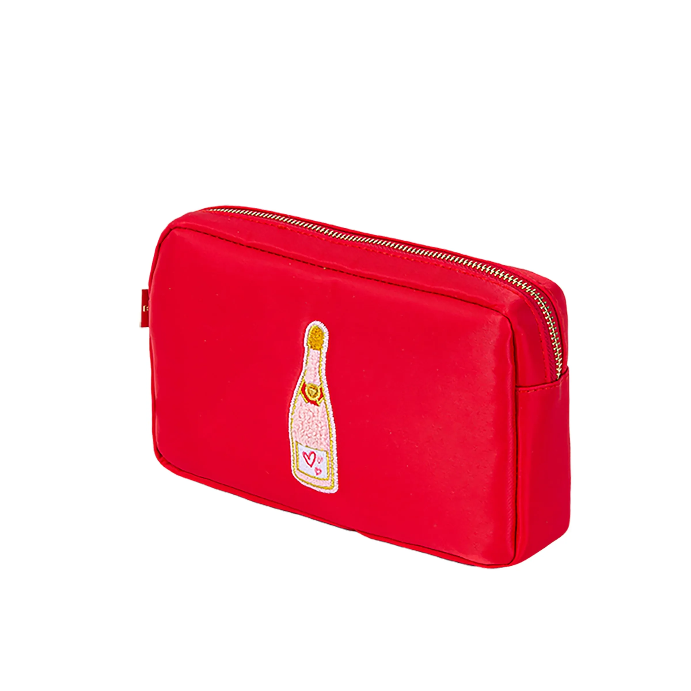 Medium Champagne Cosmetic Bag: Red