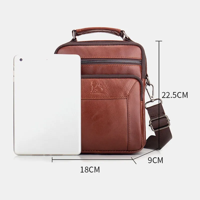 Men Genuine Leather Multi-pocket Multifunction Crossbody Bag Handbag Sling