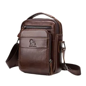 Men Genuine Leather Retro Business Casual Solid Color Cowhide Shoulder Bag Crossbody