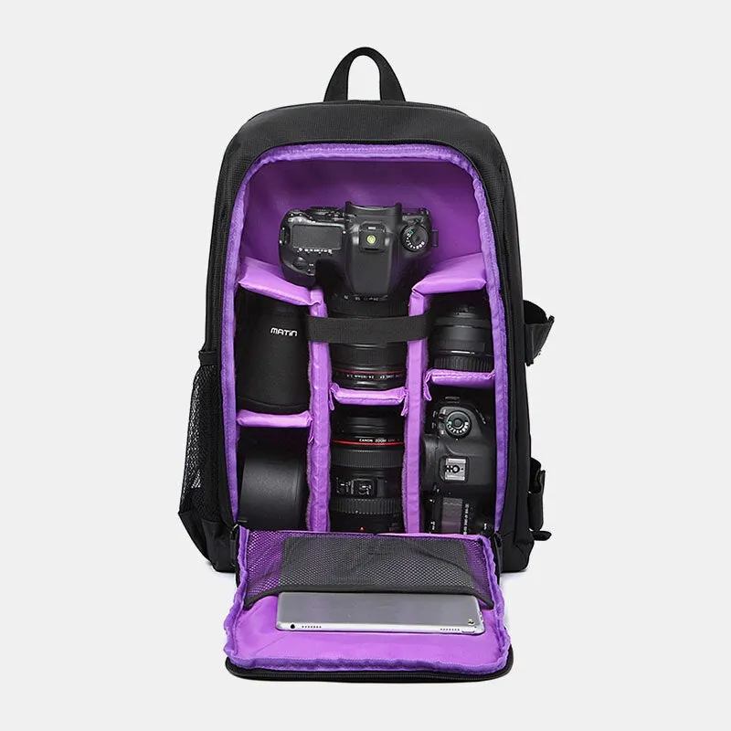 Men Nylon Waterproof Solid Color Large Capacity Camera Equipment Laptop Camera Bag Backpack