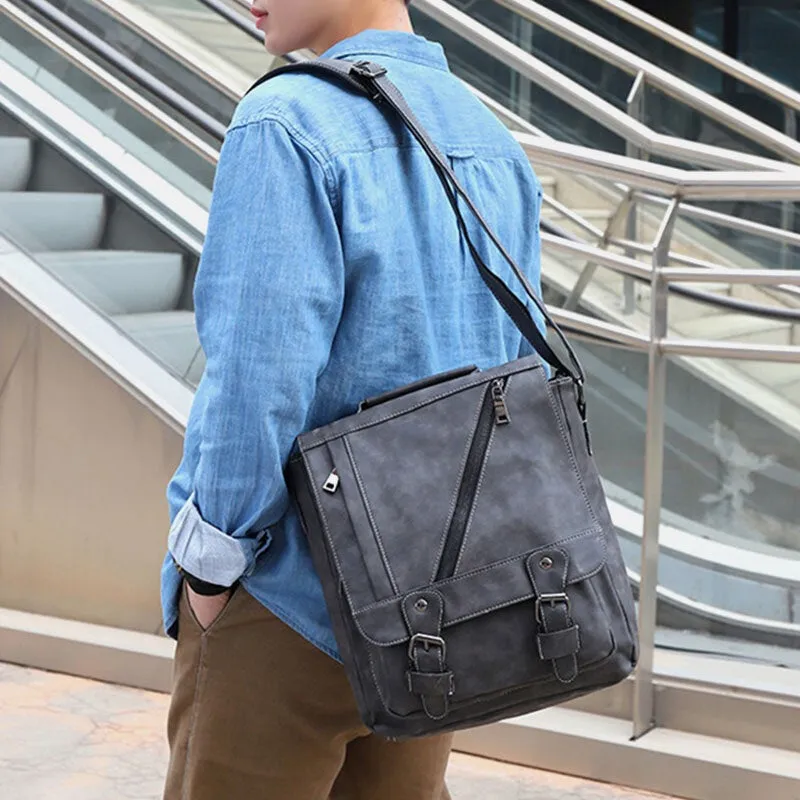 Men PU Leather Large Capacity Vintage Casual Waterproof Breathable Crossbody Bags Shoulder Bags Handbag