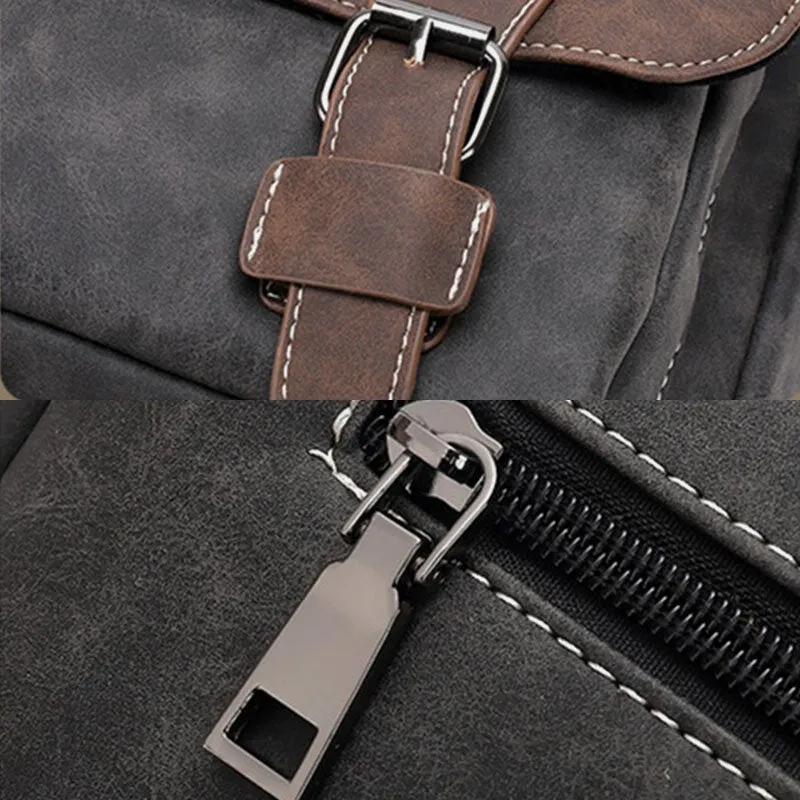 Men PU Leather Large Capacity Vintage Casual Waterproof Breathable Crossbody Bags Shoulder Bags Handbag