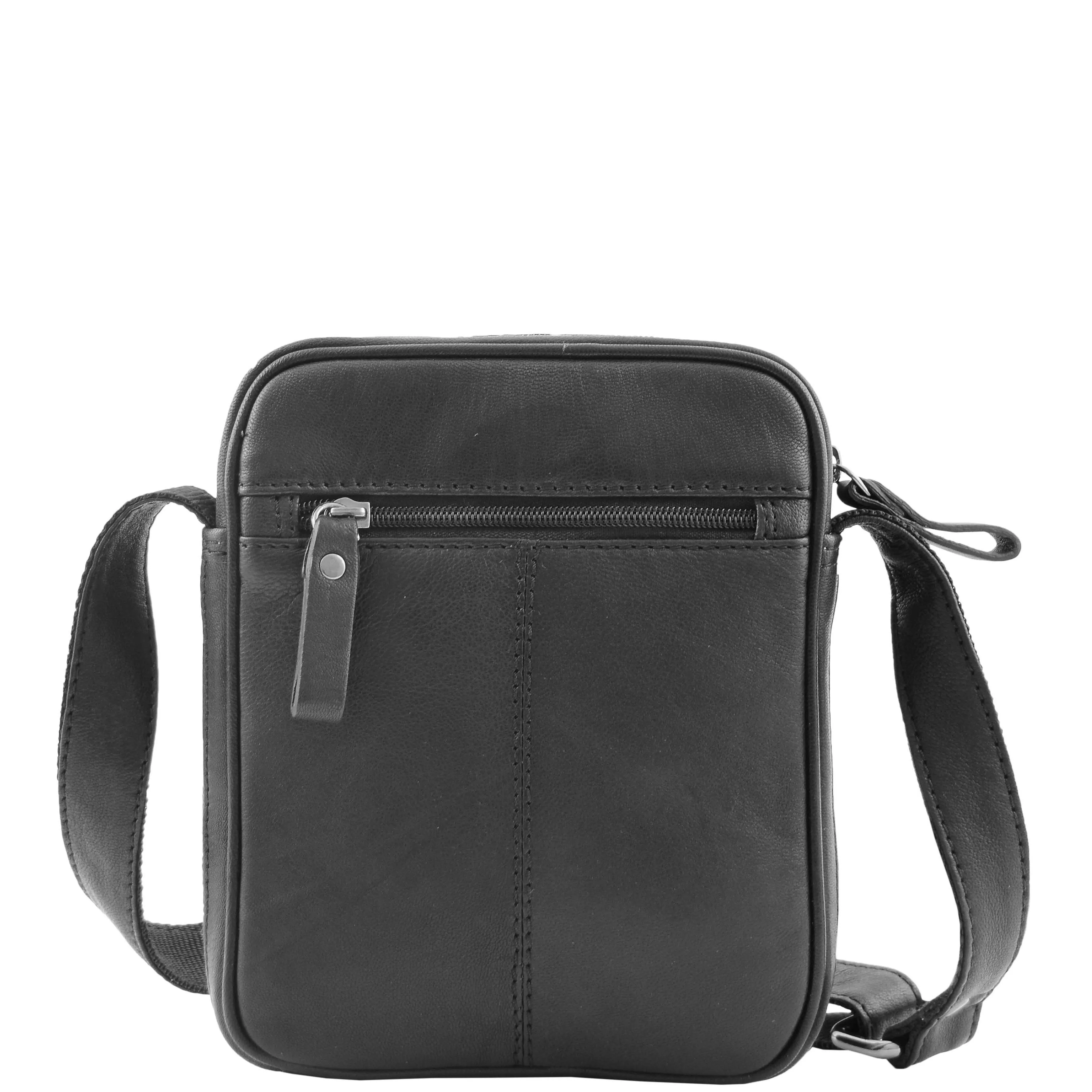 Mens Leather Cross Body Small Flight Bag Parkham Black