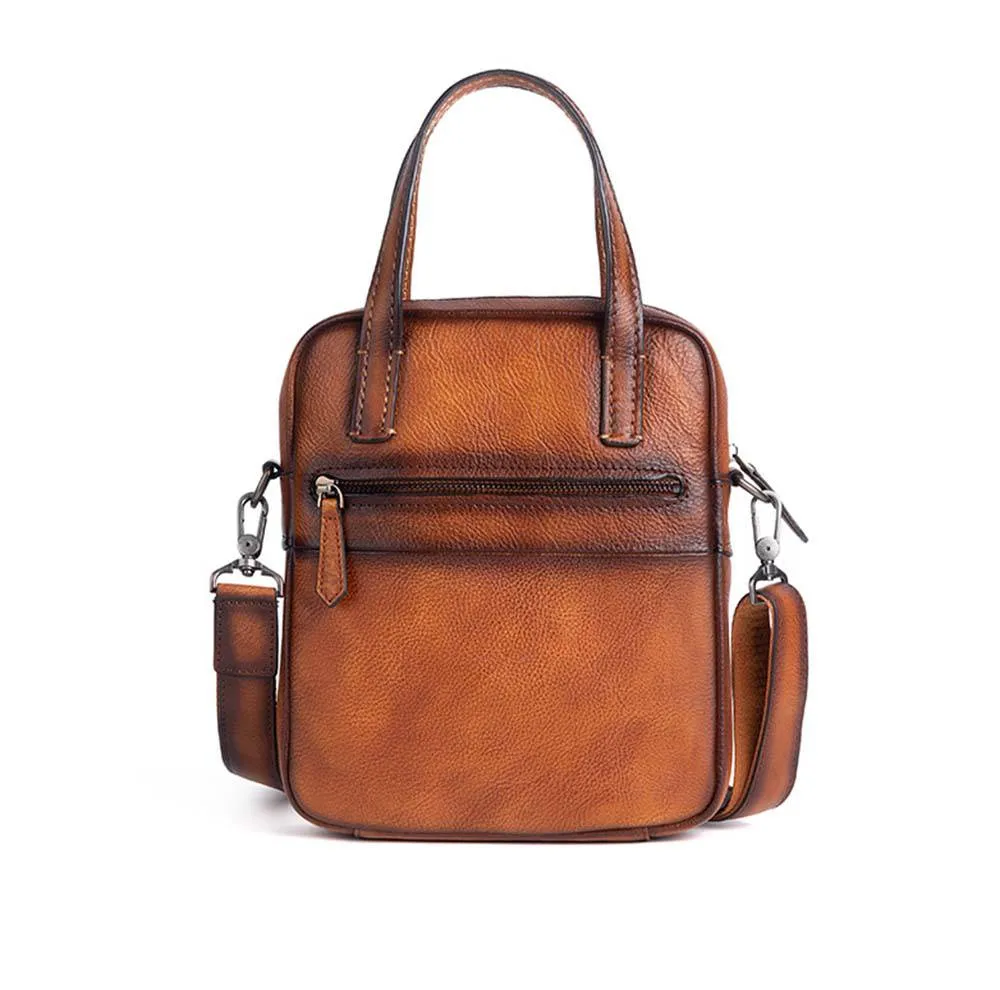 Mens Vintage Leather Cross Body Handle Bag