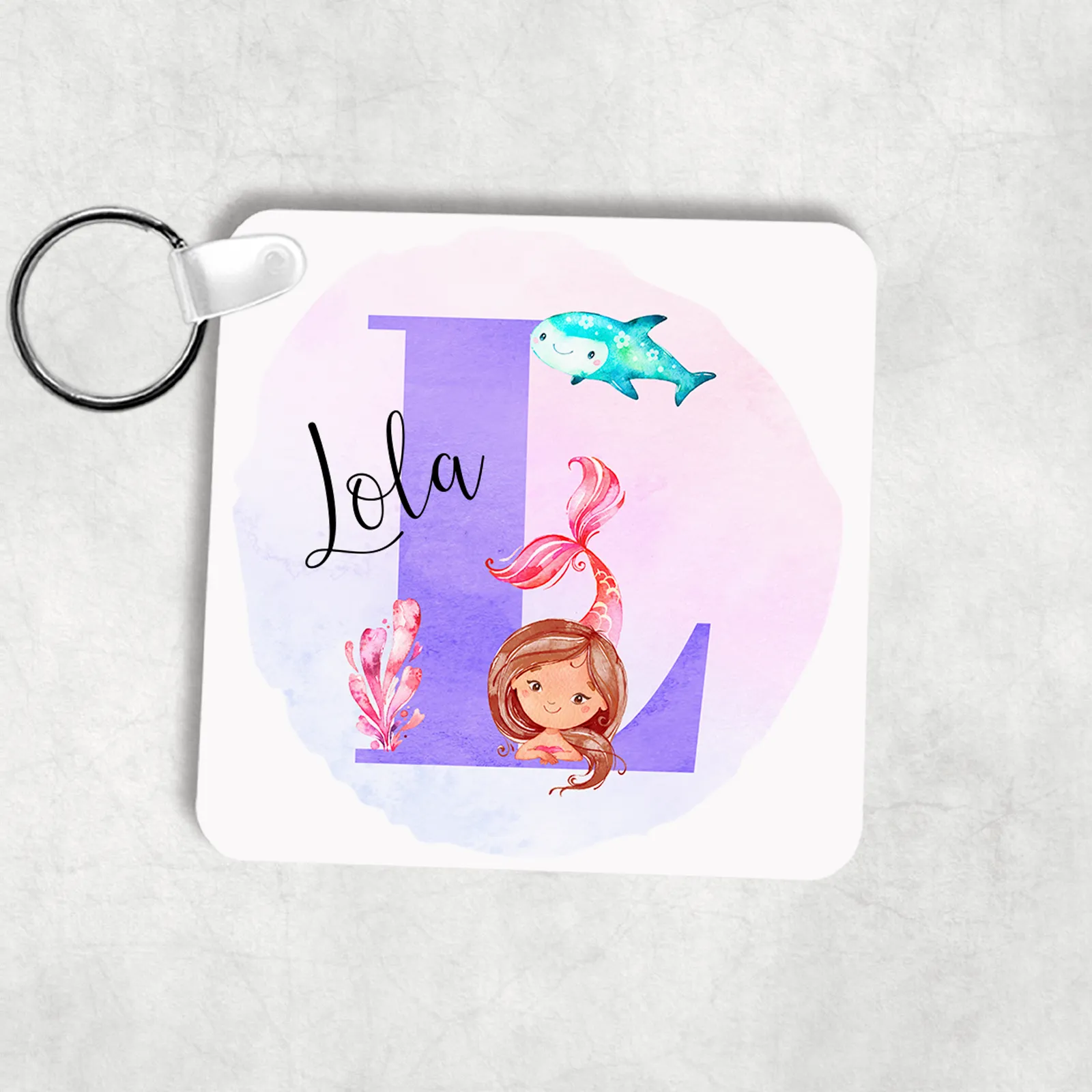 Mermaid Alphabet Personalised Keyring Bag Tag