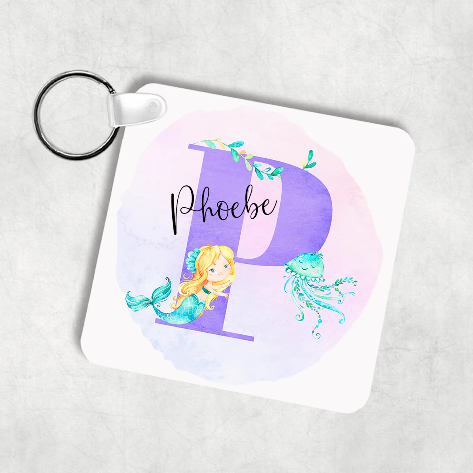 Mermaid Alphabet Personalised Keyring Bag Tag