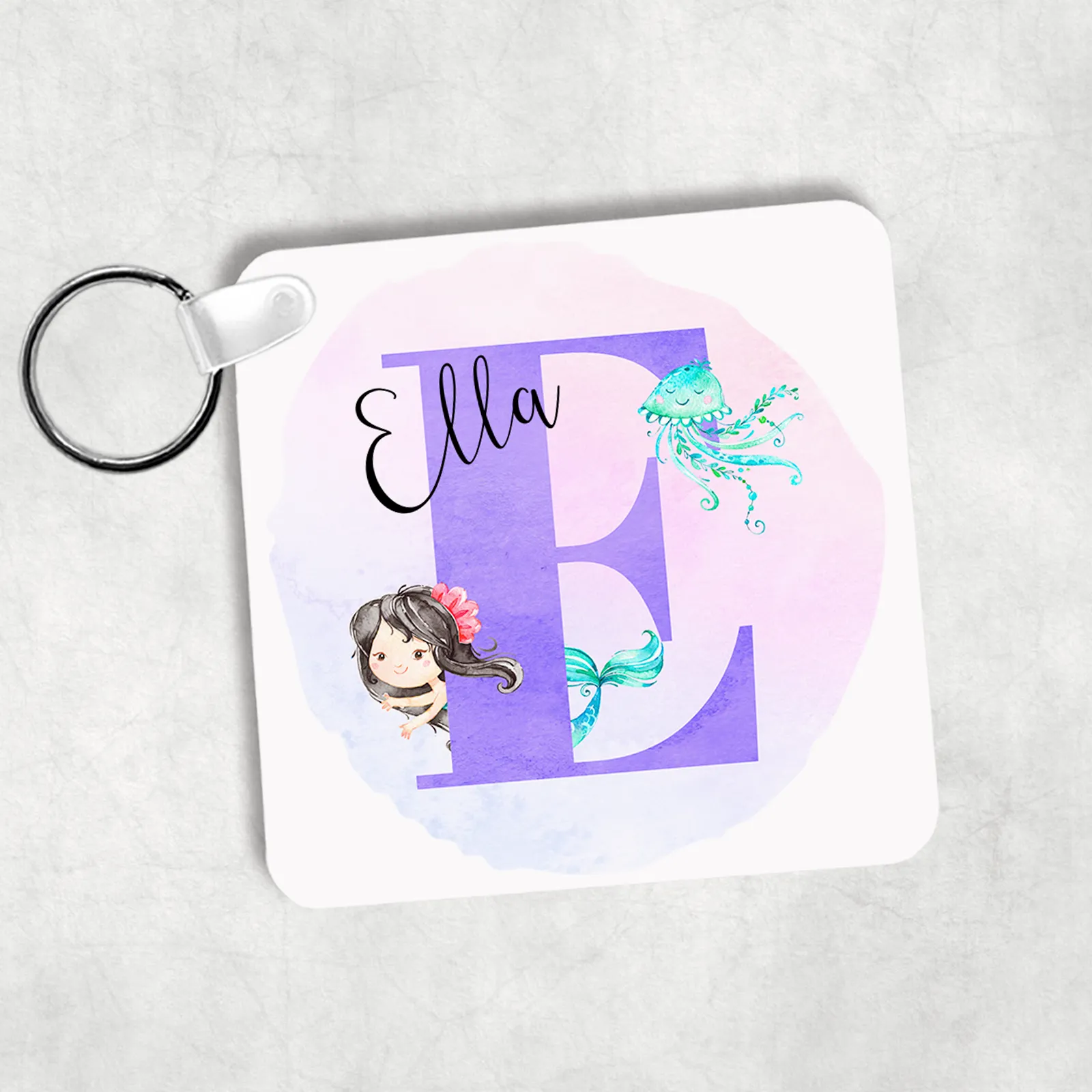 Mermaid Alphabet Personalised Keyring Bag Tag