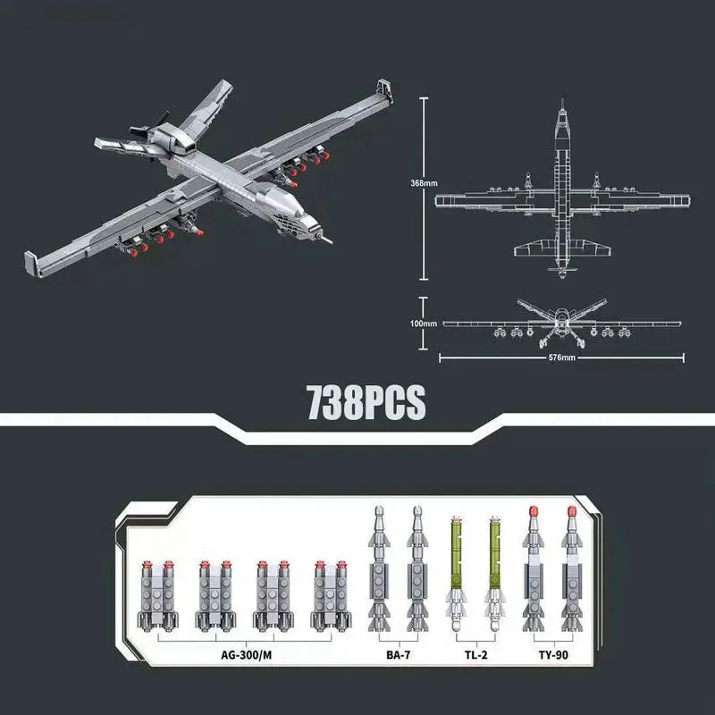 Military Unmanned Drone Wing Loong UAV-2 Bricks Toy