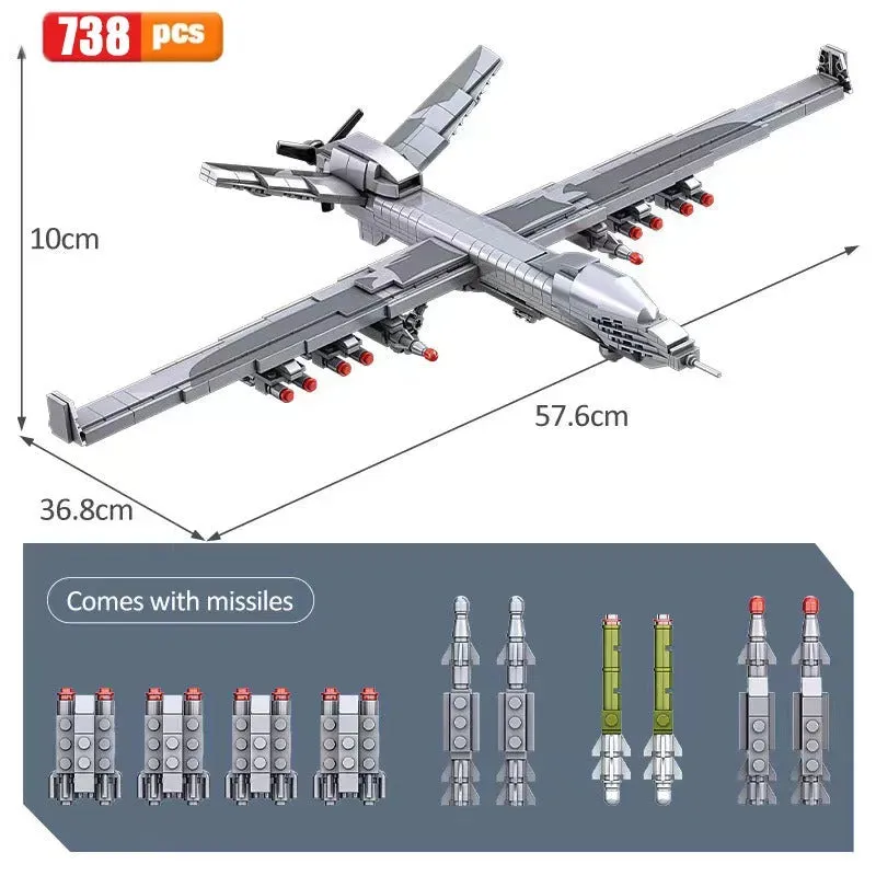 Military Unmanned Drone Wing Loong UAV-2 Bricks Toy