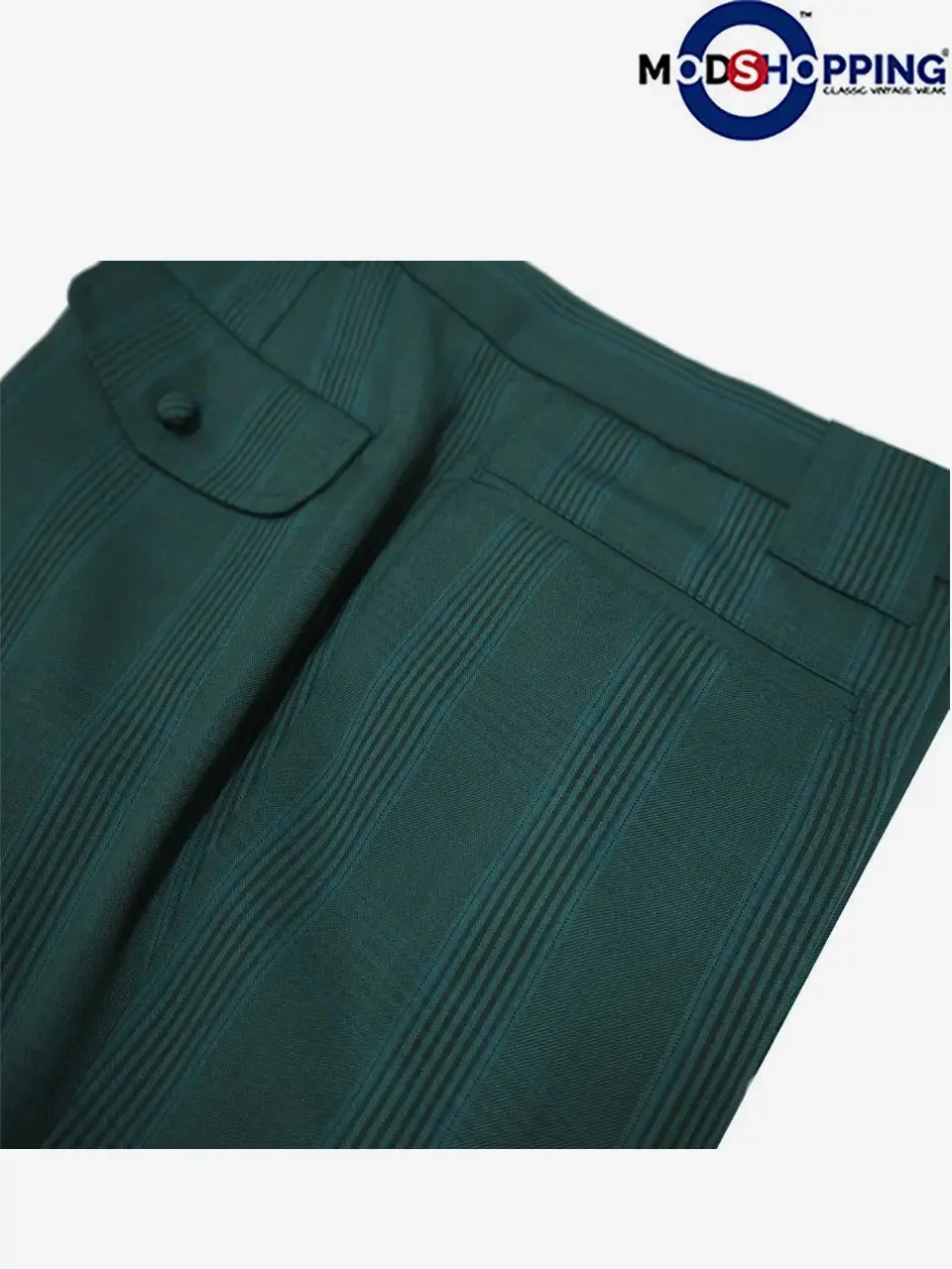 Mod Trouser | Olive Green Prince Of Wales Check Trouser