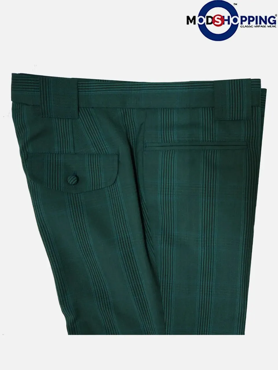 Mod Trouser | Olive Green Prince Of Wales Check Trouser