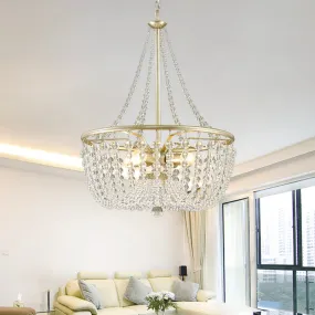 Modern 4 Head Ceiling Chandelier with Crystal Shade in Gold: Ideal Living Room Hanging Light Kit