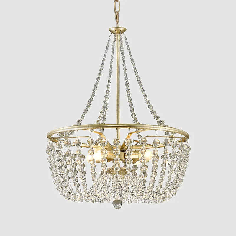 Modern 4 Head Ceiling Chandelier with Crystal Shade in Gold: Ideal Living Room Hanging Light Kit