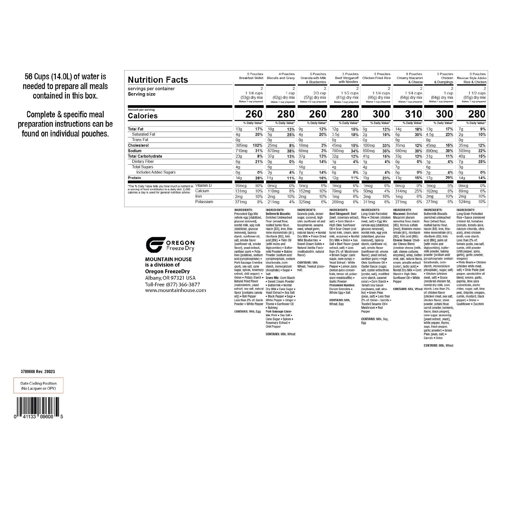 Mountain House - 14-Day Emergency Food Supply - 84 Servings