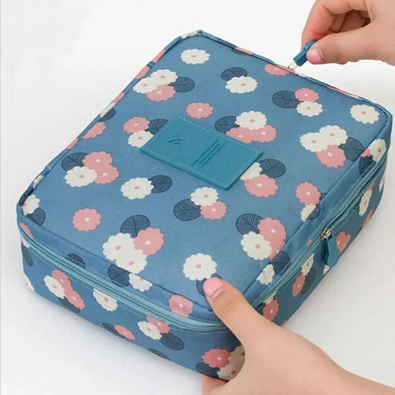 Multifunctional Travel Cosmetic Bag, Double Layer Portable Cosmetic Bag With Adjustable Dividers, Portable Makeup Pouch Brush Organizer, Purse Handbag for Women