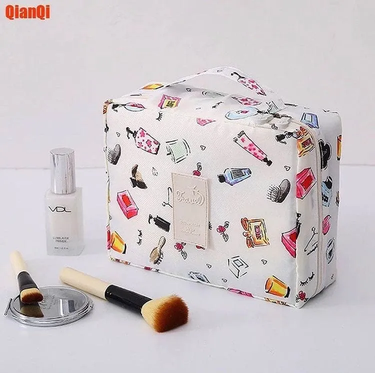 Multifunctional Travel Cosmetic Bag, Double Layer Portable Cosmetic Bag With Adjustable Dividers, Portable Makeup Pouch Brush Organizer, Purse Handbag for Women