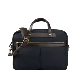 Navy Dark Brown M/S Canvas Office Briefcase