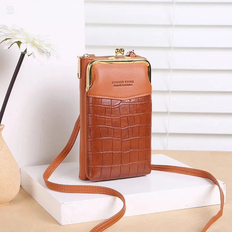 NEW Fashion Stone Pattern Crossbody Bag Women's PU Leather Luxury Samll Phone Pocket Ladies Purse Shoulder Bags Handbags