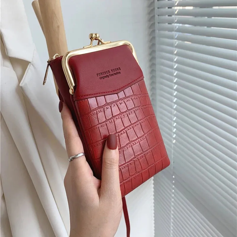 NEW Fashion Stone Pattern Crossbody Bag Women's PU Leather Luxury Samll Phone Pocket Ladies Purse Shoulder Bags Handbags