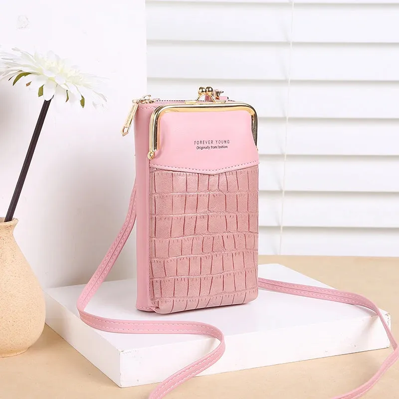 NEW Fashion Stone Pattern Crossbody Bag Women's PU Leather Luxury Samll Phone Pocket Ladies Purse Shoulder Bags Handbags