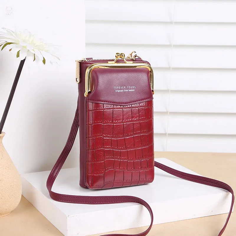 NEW Fashion Stone Pattern Crossbody Bag Women's PU Leather Luxury Samll Phone Pocket Ladies Purse Shoulder Bags Handbags