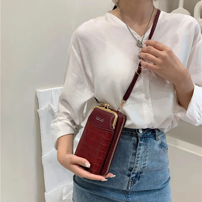 NEW Fashion Stone Pattern Crossbody Bag Women's PU Leather Luxury Samll Phone Pocket Ladies Purse Shoulder Bags Handbags