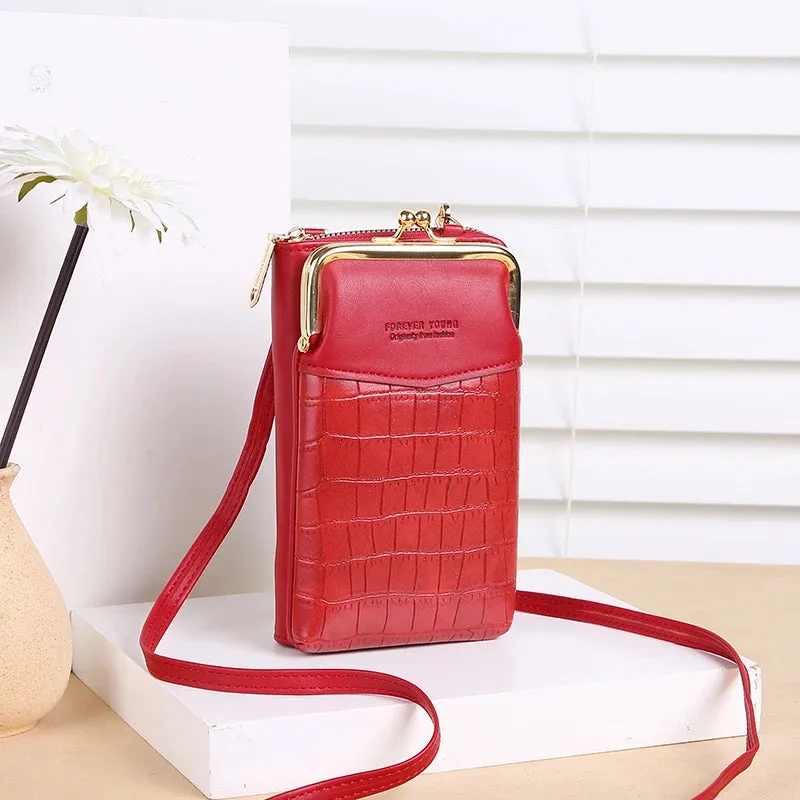 NEW Fashion Stone Pattern Crossbody Bag Women's PU Leather Luxury Samll Phone Pocket Ladies Purse Shoulder Bags Handbags