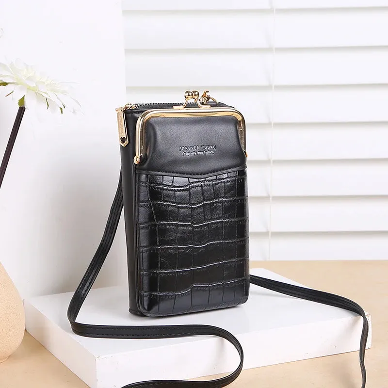 NEW Fashion Stone Pattern Crossbody Bag Women's PU Leather Luxury Samll Phone Pocket Ladies Purse Shoulder Bags Handbags