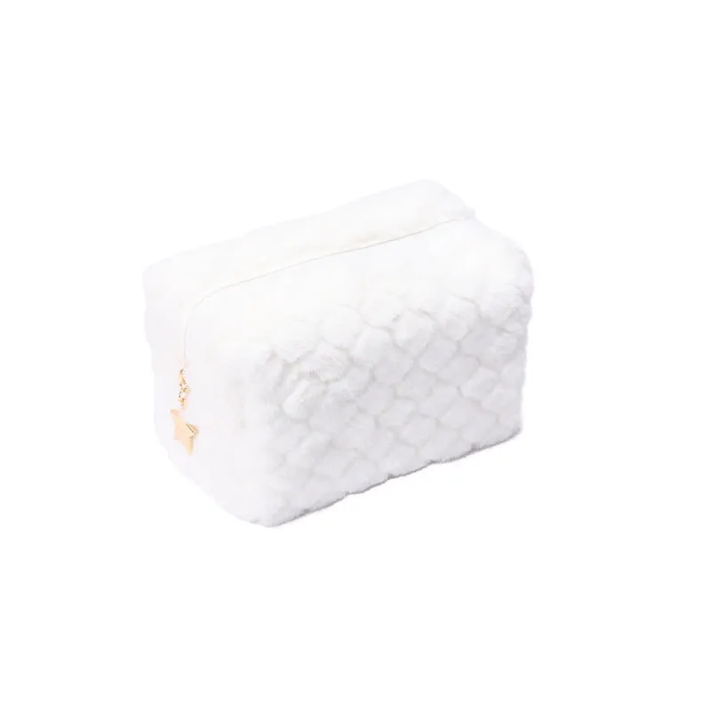 New plush cosmetic bag large capacity ins high-value women's cosmetics hand-held high-end storage bag