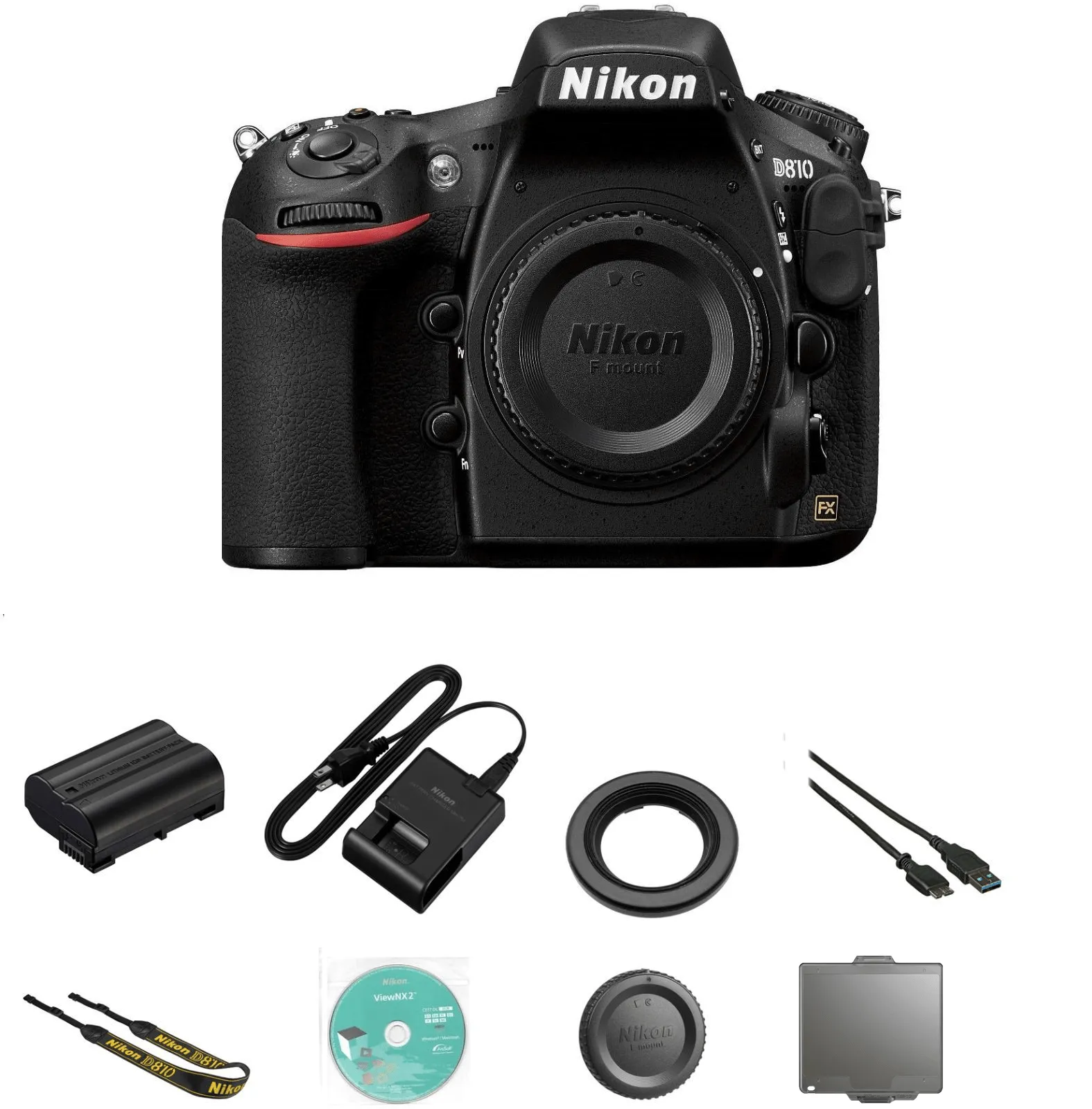 Nikon D810 36.3MP 1080p HD DSLR Camera 16GB Bundle w/ Case &amp; Cleaning Kit - Body Only E1NKD810