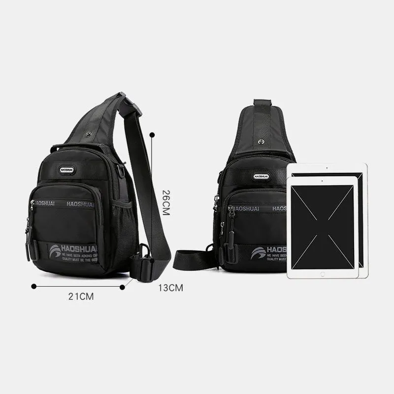 Nylon Waterproof Multifunction Casual Solid Color Backpack Crossbody Bag Chest For Male