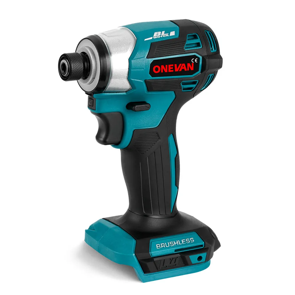 ONEVAN 1/2" Impact Wrench & 1/4" Screwdriver Brushless Cordless 2‑Pc. Combo Kit 6.0Ah