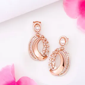 Oval Opulence 925 Sterling Silver Rose Gold-Plated Earring