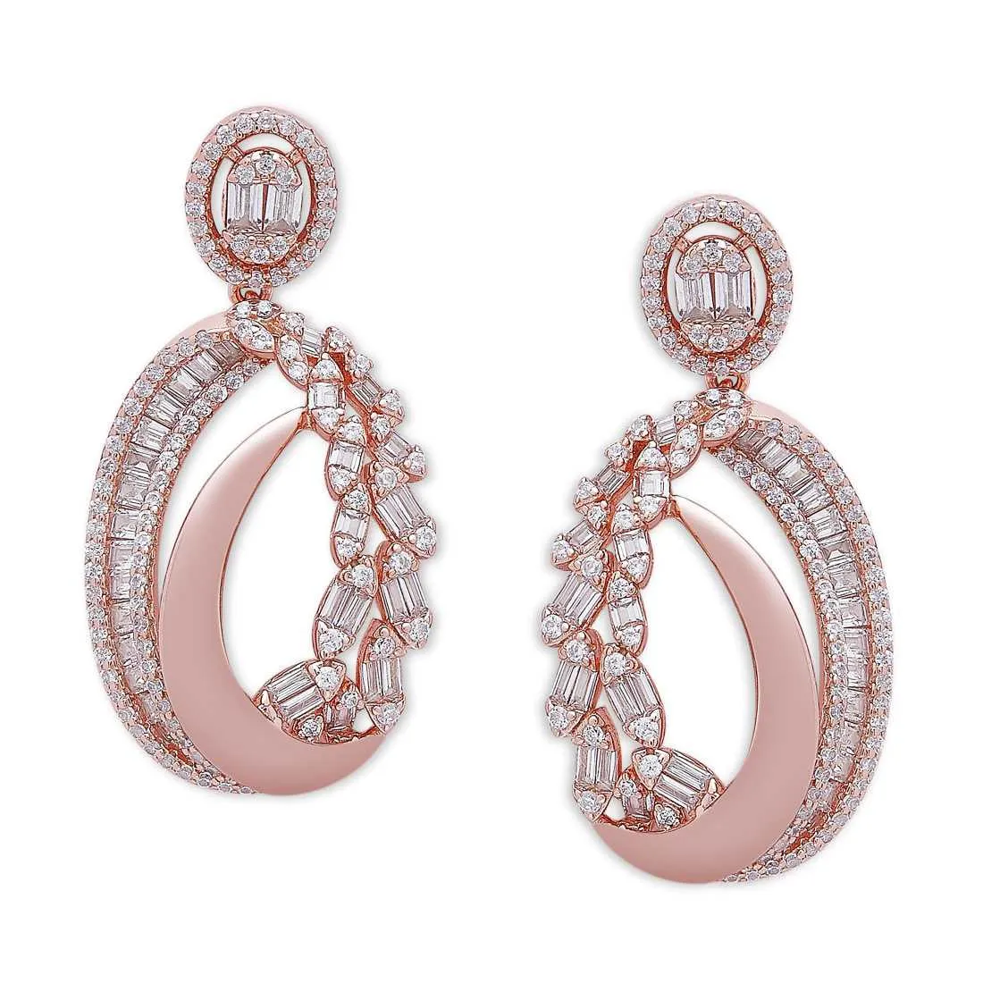 Oval Opulence 925 Sterling Silver Rose Gold-Plated Earring