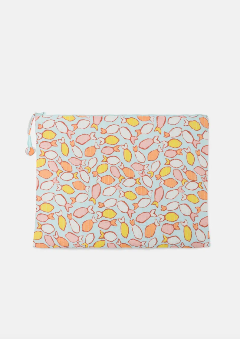 Peces Print Clutch Bag Pale Blue