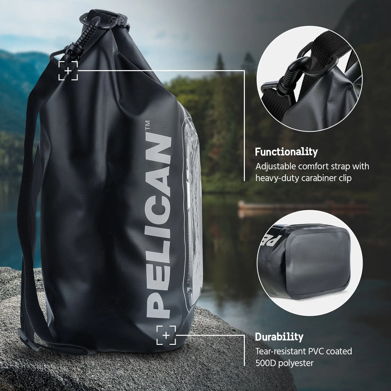 Pelican Marine Waterproof 5L Dry Bag (Stealth Black) - Phone Pouch