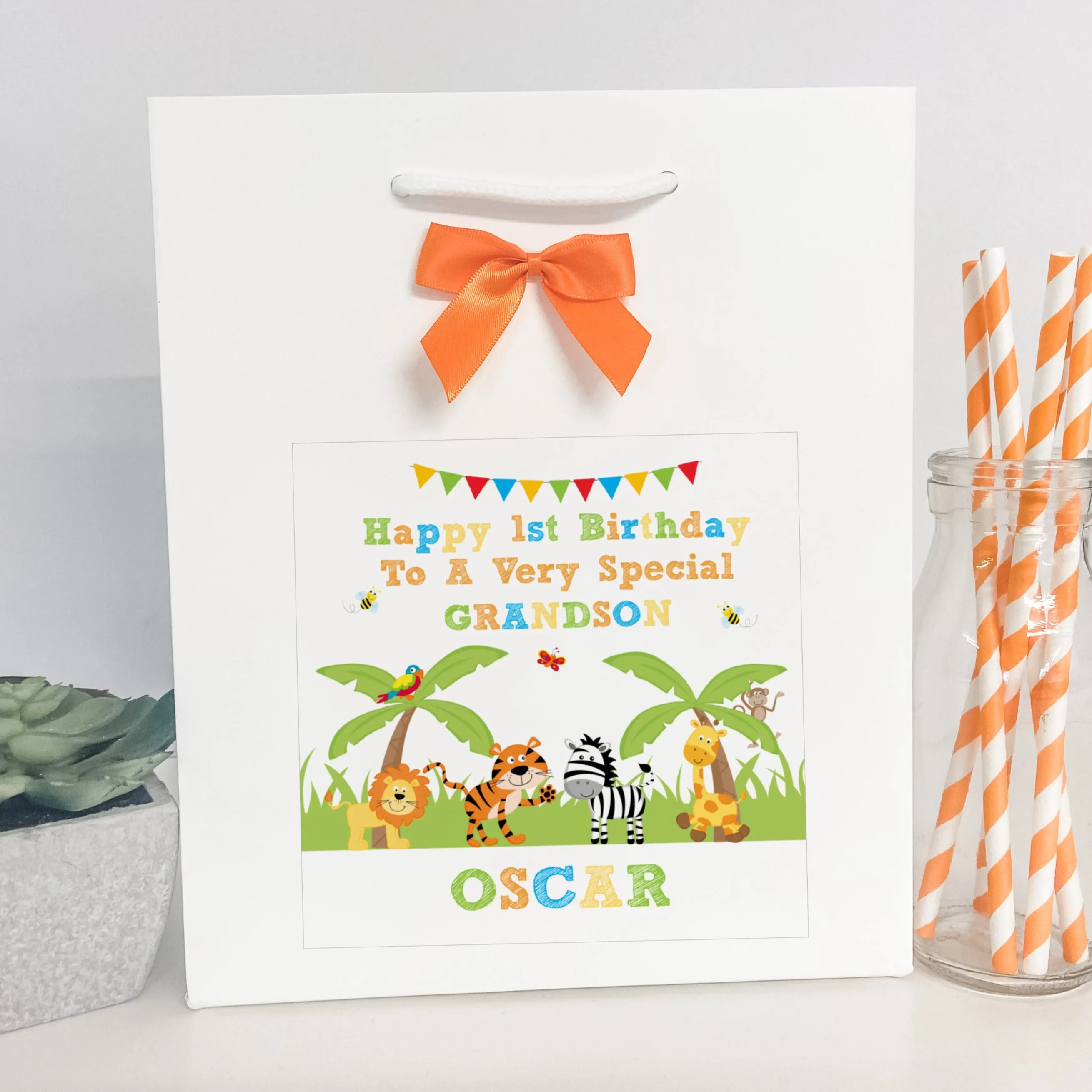 Personalised Birthday Gift Bag Jungle Animals