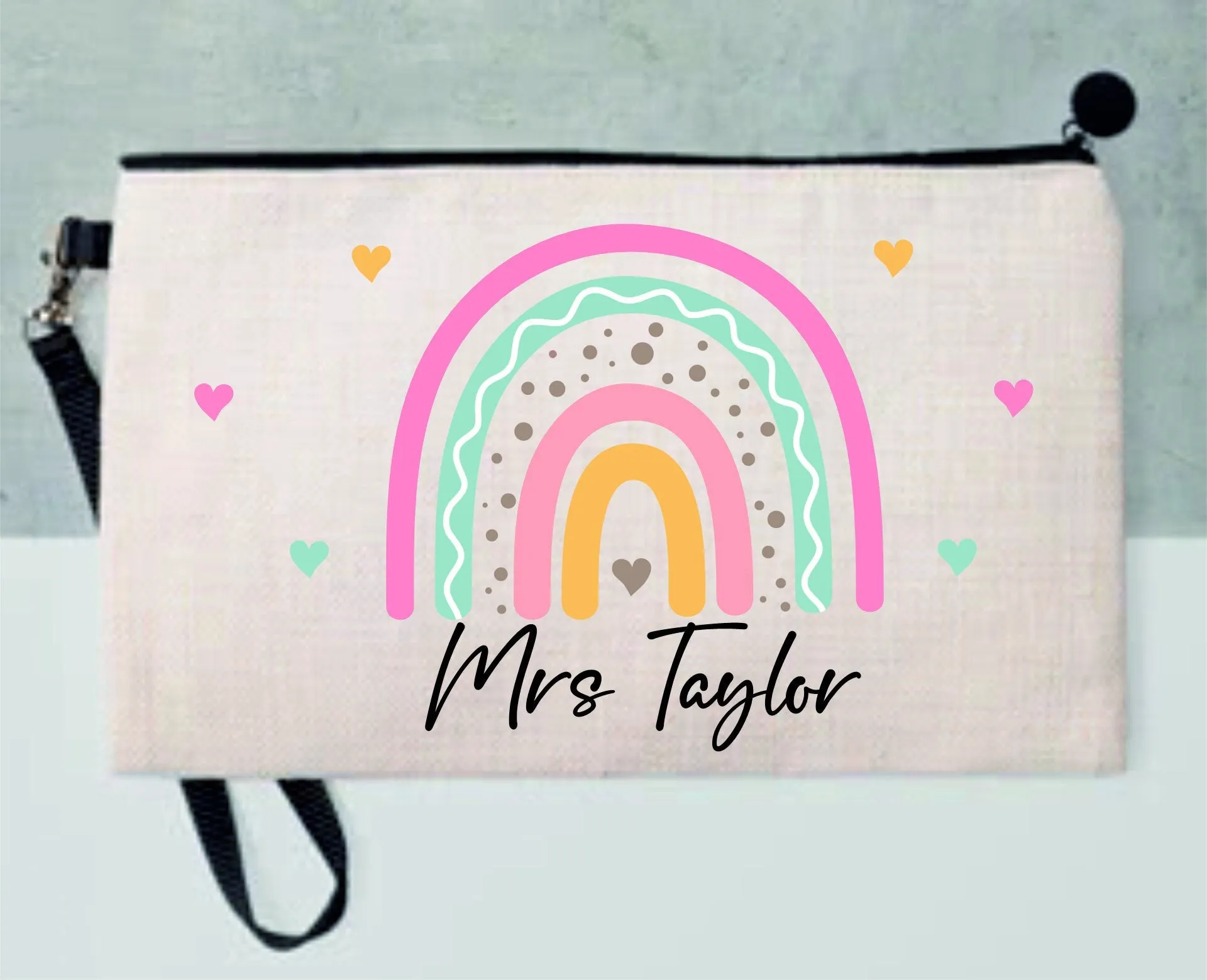 Personalised Teacher Rainbow Pencil Case, Make up Bag | Thank You Teacher